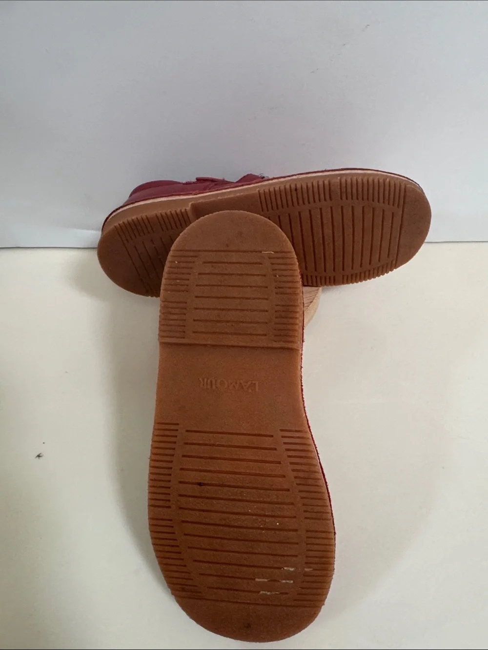 L'Amour Red T‑Bar Girls Leather Dress Shoes
